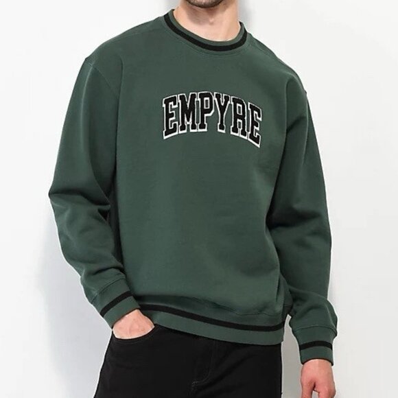 Empyre Skateboard Varsity Crewneck Sweatshirt Size L Skate Grunge Faded Green - Picture 1 of 6